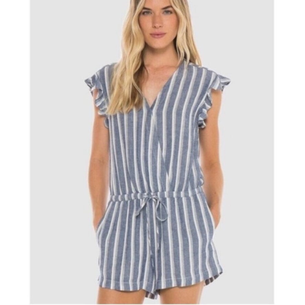 Anthropologie Cloth and Stone Striped Chambray Romper S